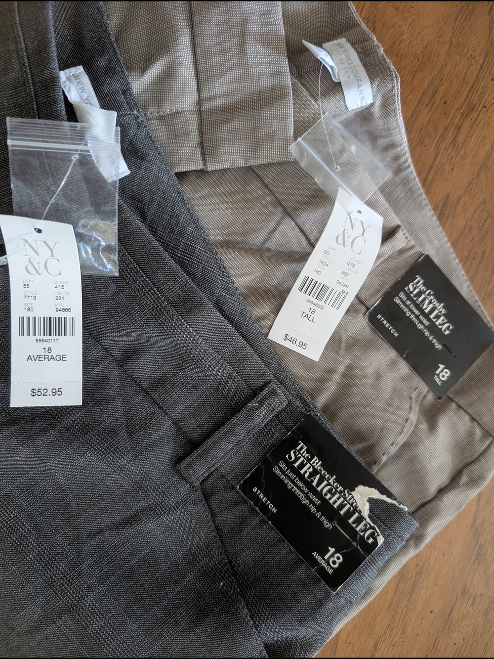 New York & Company Straight-Leg Men’s Pants -2 Pair Gray and Tan
